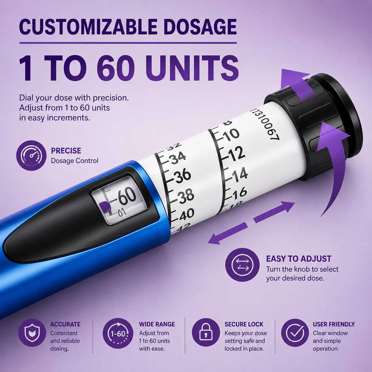 60 Unit Reusable Peptide Pen Injector with Case
