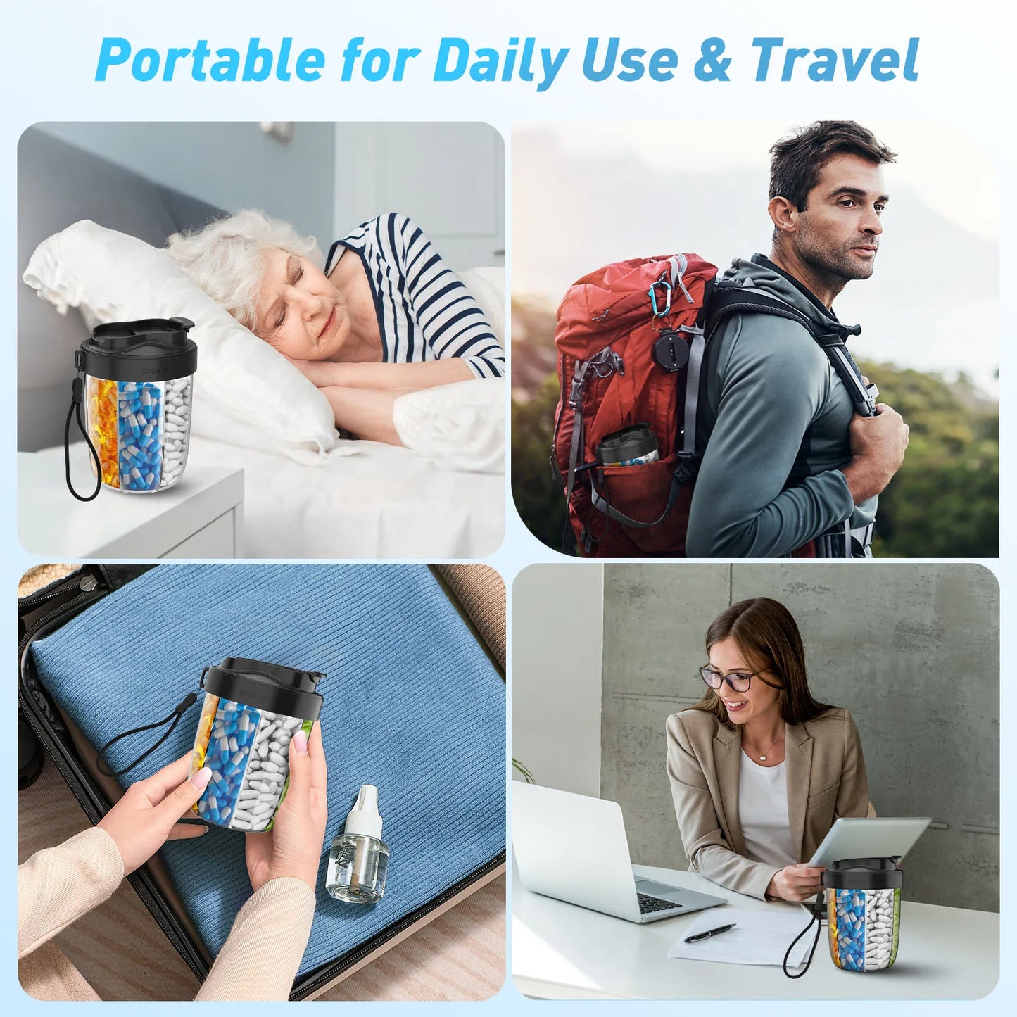 7 Compartment Supplement & Pill Organizer Bottle