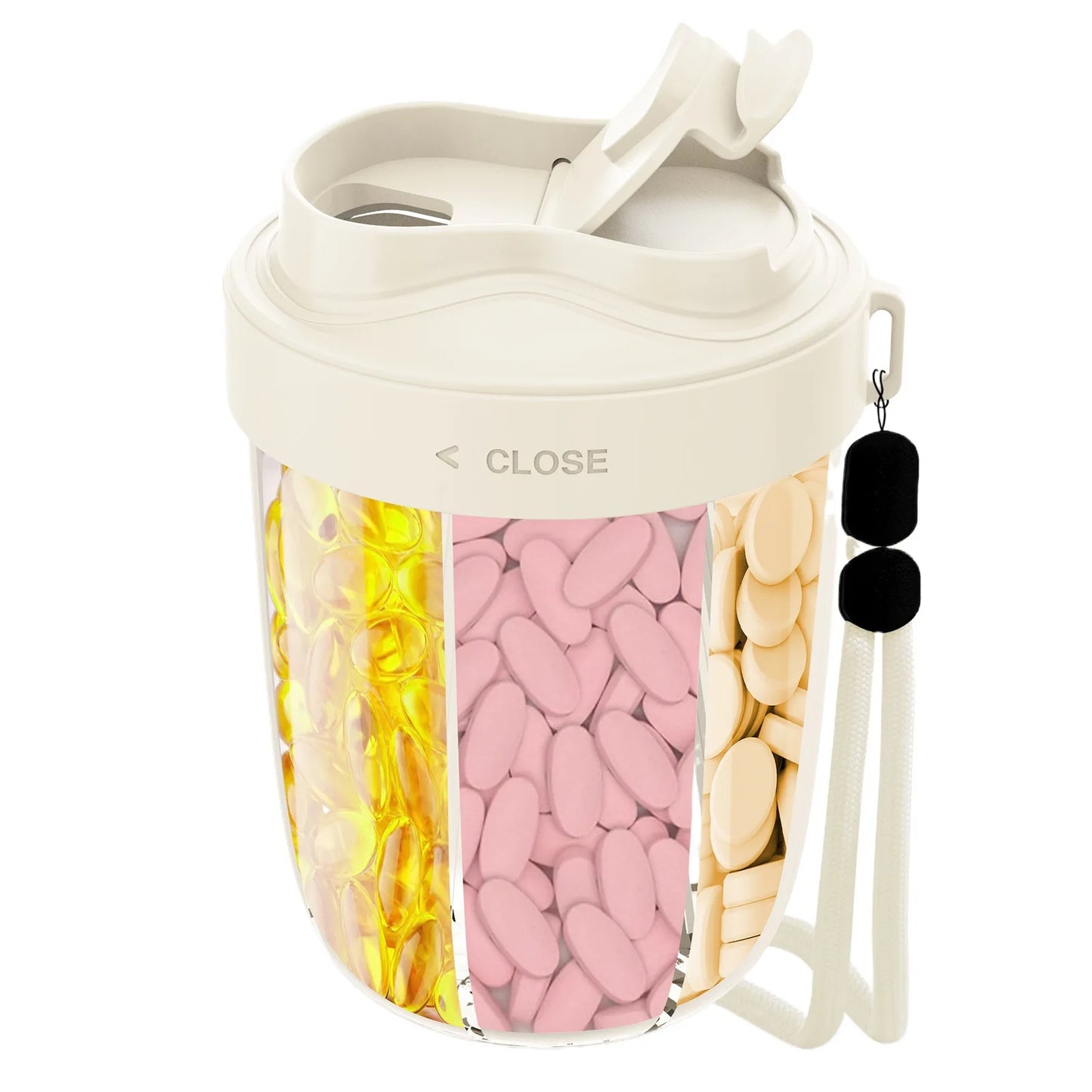 7 Compartment Supplement & Pill Organizer Bottle