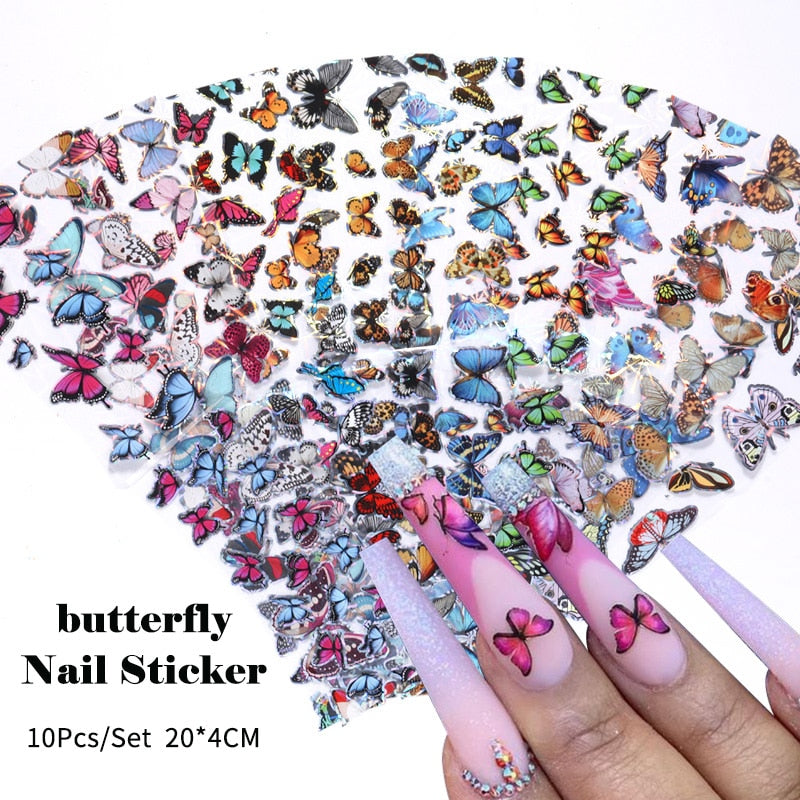 10Pcs/Set Stylish Nail Foil Abstract Transfer Decals