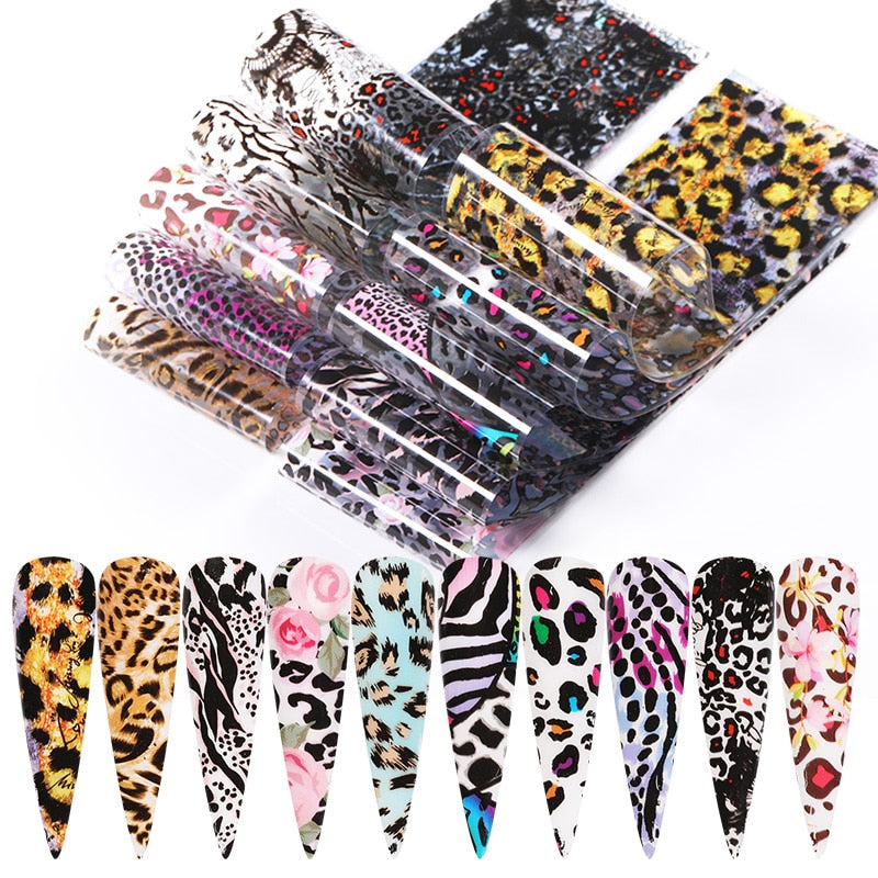 10Pcs/Set Stylish Nail Foil Abstract Transfer Decals