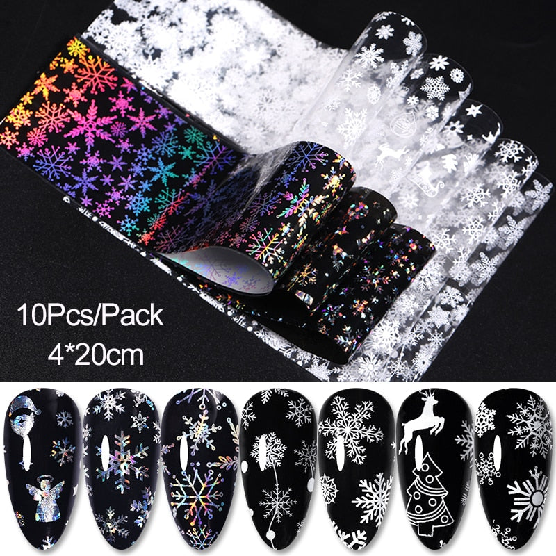 10Pcs/Set Stylish Nail Foil Abstract Transfer Decals