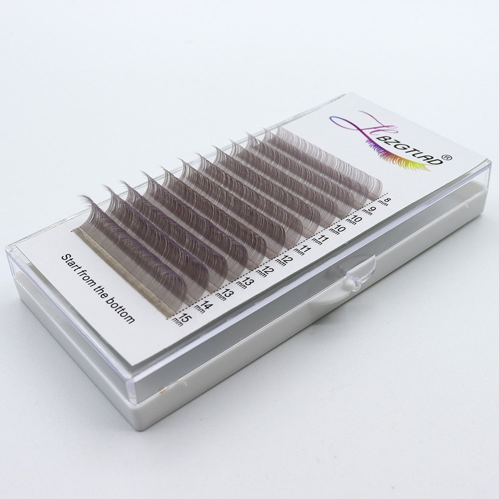 HBZGTLAD Color Lash Purple Blue Brown Green Red White Pink Yellow Eyelash Extensions Individual False Colored Mink Lashes Makeup