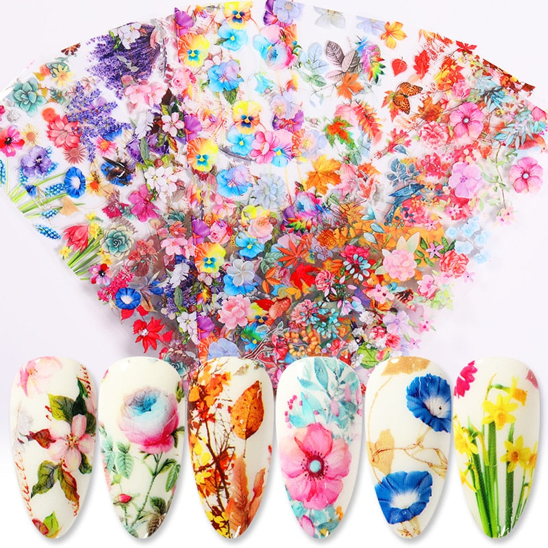 10Pcs/Set Stylish Nail Foil Abstract Transfer Decals