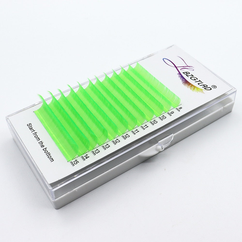 HBZGTLAD Color Lash Purple Blue Brown Green Red White Pink Yellow Eyelash Extensions Individual False Colored Mink Lashes Makeup