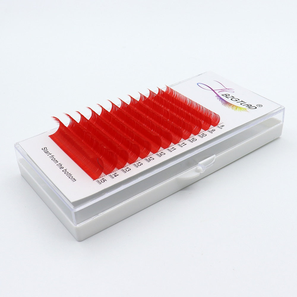 HBZGTLAD Color Lash Purple Blue Brown Green Red White Pink Yellow Eyelash Extensions Individual False Colored Mink Lashes Makeup