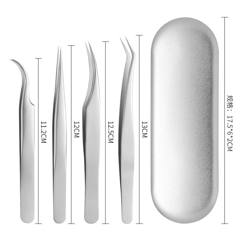 Lash Tweezers, Nail Art, Makeup Tools & Hobbies 4 Pcs