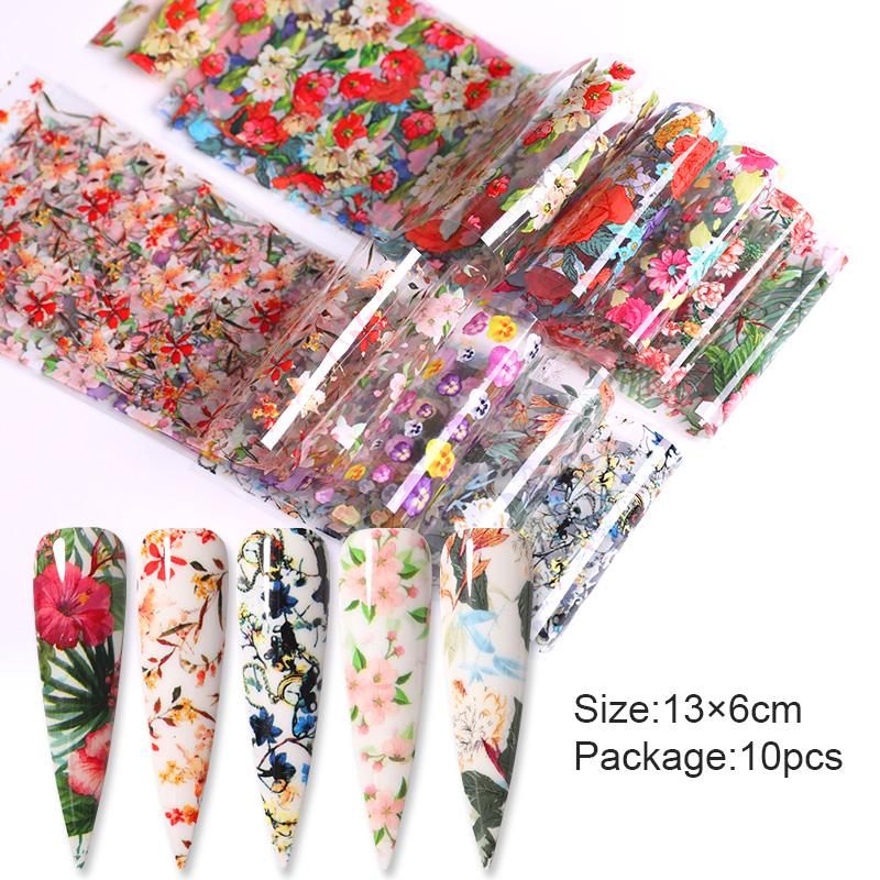 10Pcs/Set Stylish Nail Foil Abstract Transfer Decals