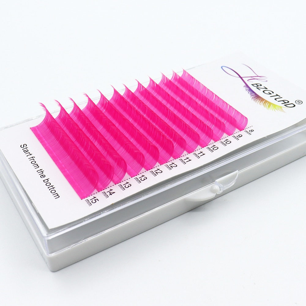 HBZGTLAD Color Lash Purple Blue Brown Green Red White Pink Yellow Eyelash Extensions Individual False Colored Mink Lashes Makeup