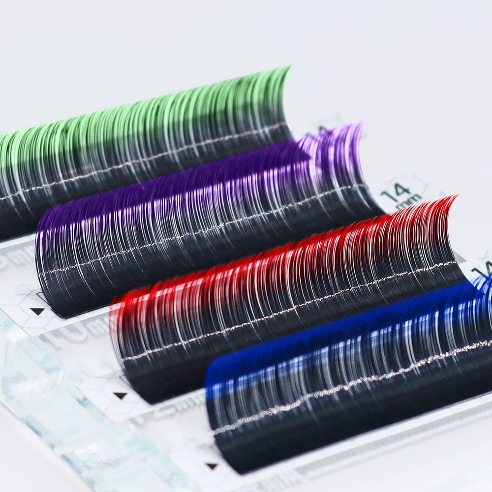 GLAMLASH Gradient Red Green Blue Purple Color Eyelash Extension Individual Faux Mink Ombre False Eye colored Lashes Makeup Tool