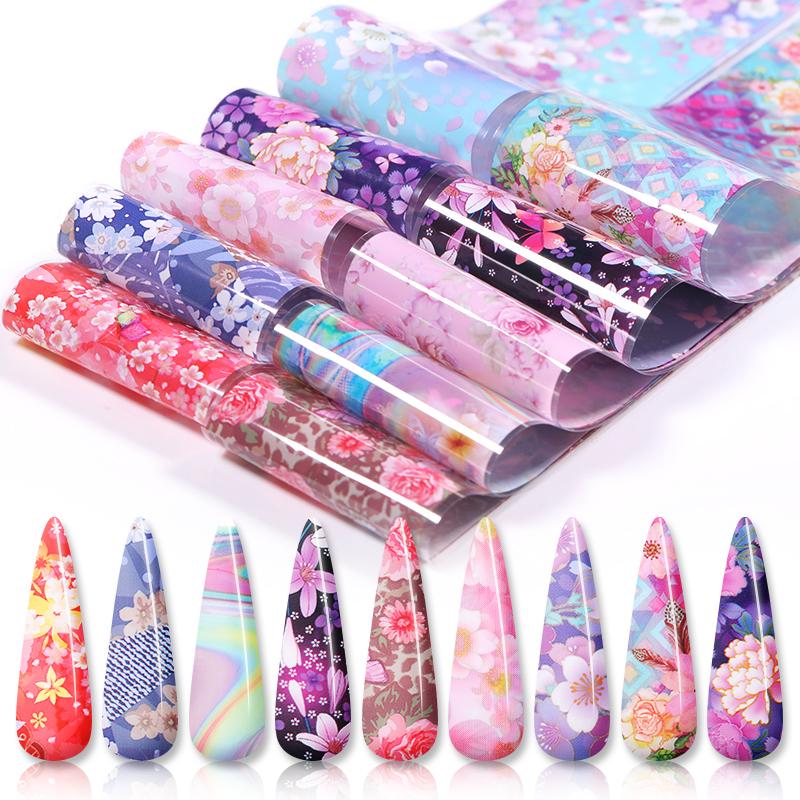 10Pcs/Set Stylish Nail Foil Abstract Transfer Decals