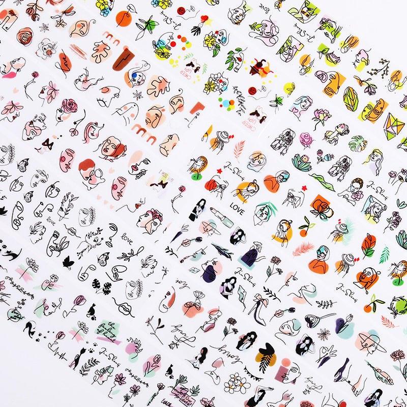10Pcs/Set Stylish Nail Foil Abstract Transfer Decals