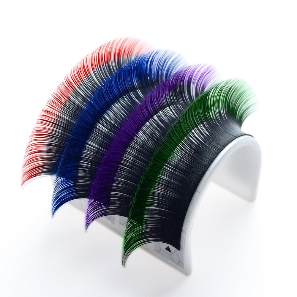 GLAMLASH Gradient Red Green Blue Purple Color Eyelash Extension Individual Faux Mink Ombre False Eye colored Lashes Makeup Tool