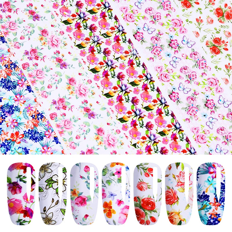 10Pcs/Set Stylish Nail Foil Abstract Transfer Decals