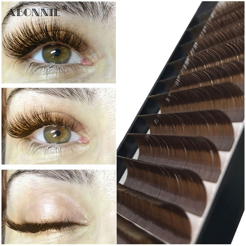 Natural Dark Brown Individual Korean Eyelash Extensions Mix 8-15mm