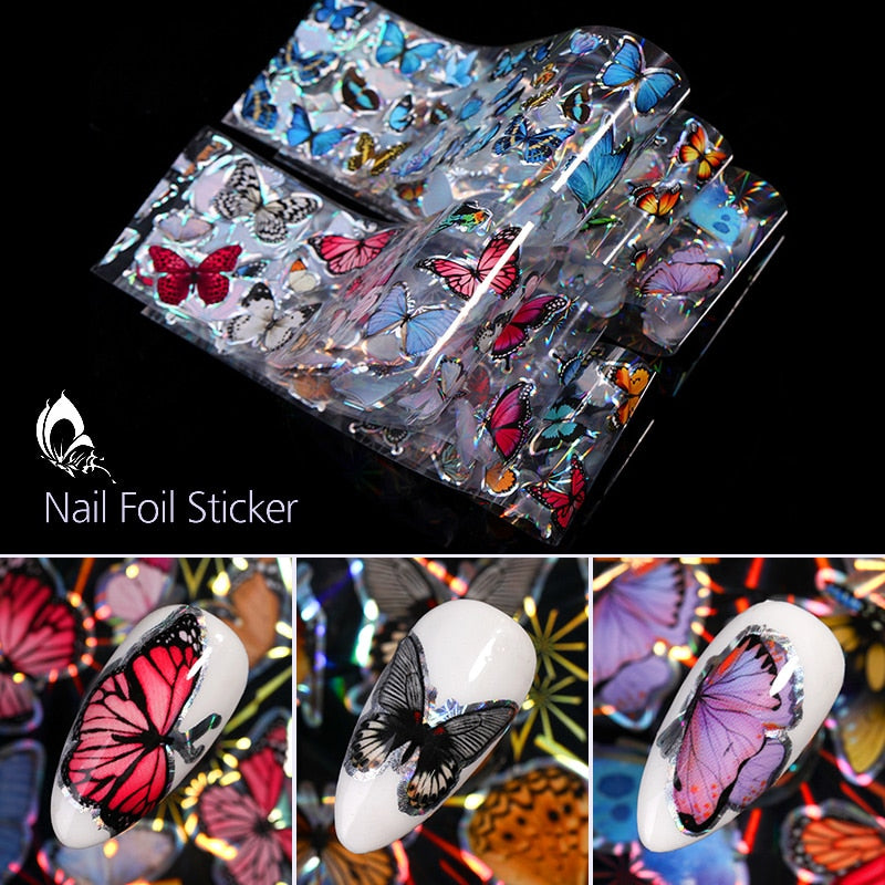 10Pcs/Set Stylish Nail Foil Abstract Transfer Decals