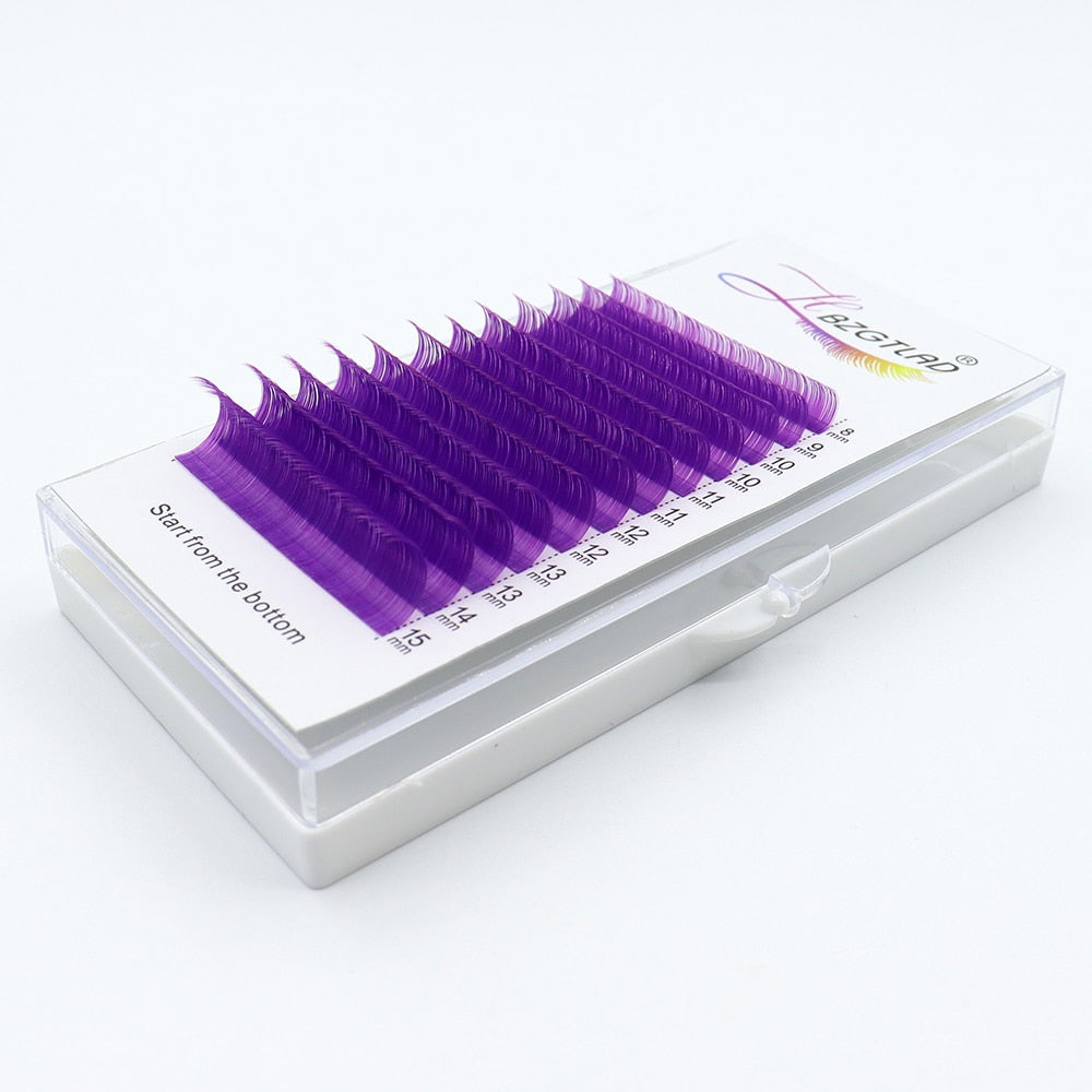 HBZGTLAD Color Lash Purple Blue Brown Green Red White Pink Yellow Eyelash Extensions Individual False Colored Mink Lashes Makeup