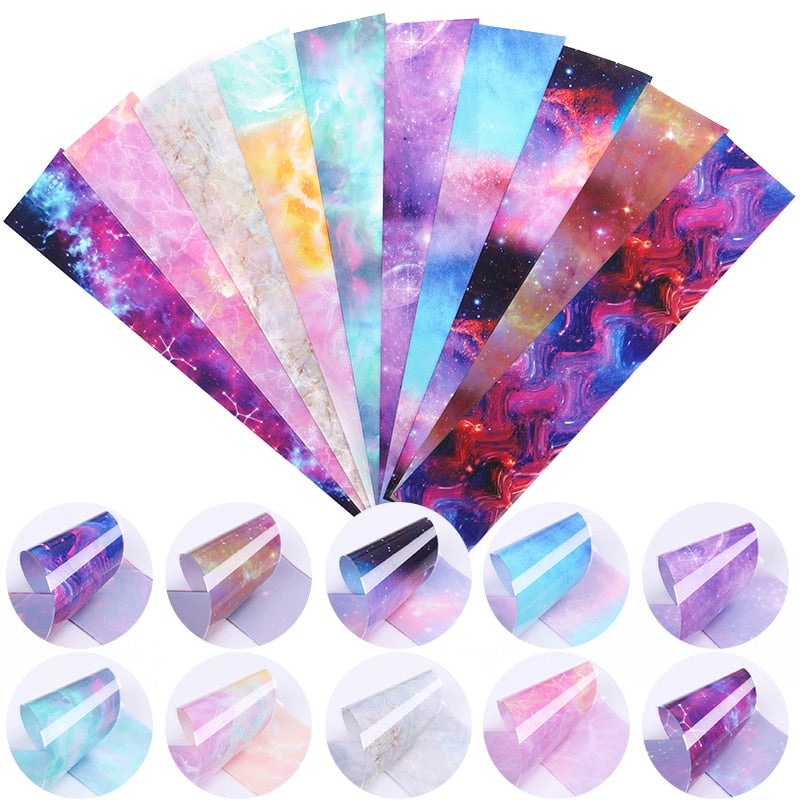10Pcs/Set Stylish Nail Foil Abstract Transfer Decals