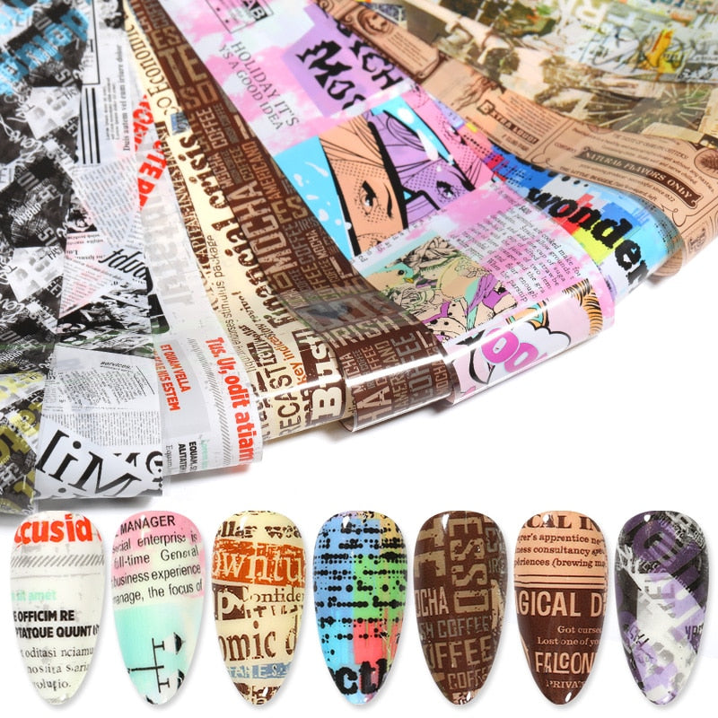 10Pcs/Set Stylish Nail Foil Abstract Transfer Decals