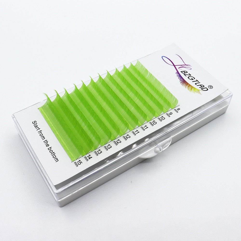 HBZGTLAD Color Lash Purple Blue Brown Green Red White Pink Yellow Eyelash Extensions Individual False Colored Mink Lashes Makeup