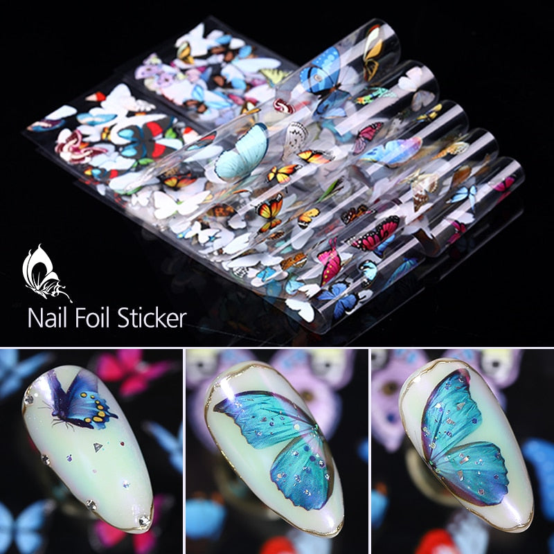 10Pcs/Set Stylish Nail Foil Abstract Transfer Decals