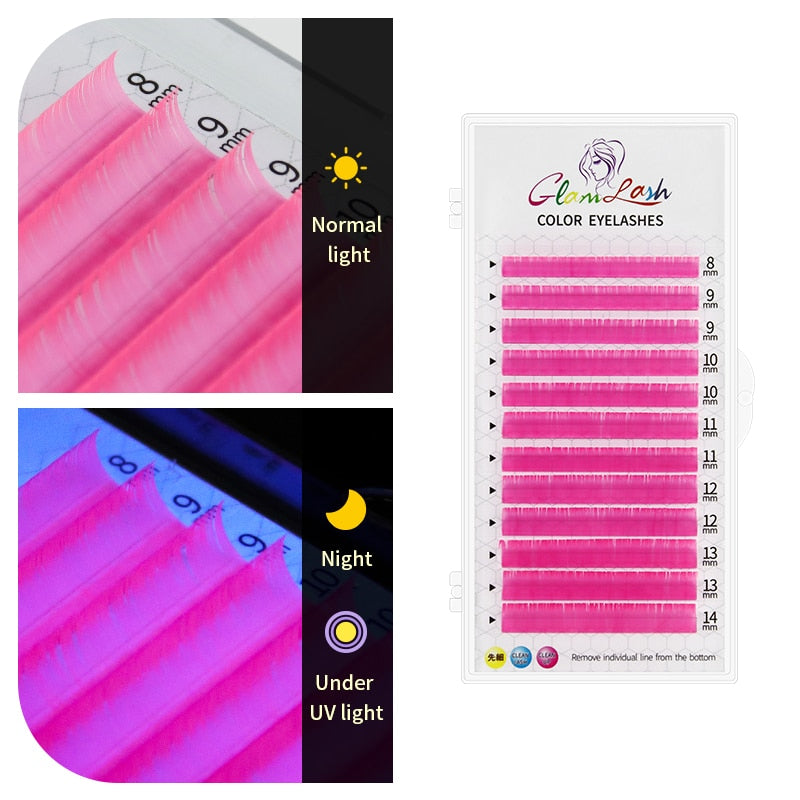 GLAMLASH Gradient Red Green Blue Purple Color Eyelash Extension Individual Faux Mink Ombre False Eye colored Lashes Makeup Tool
