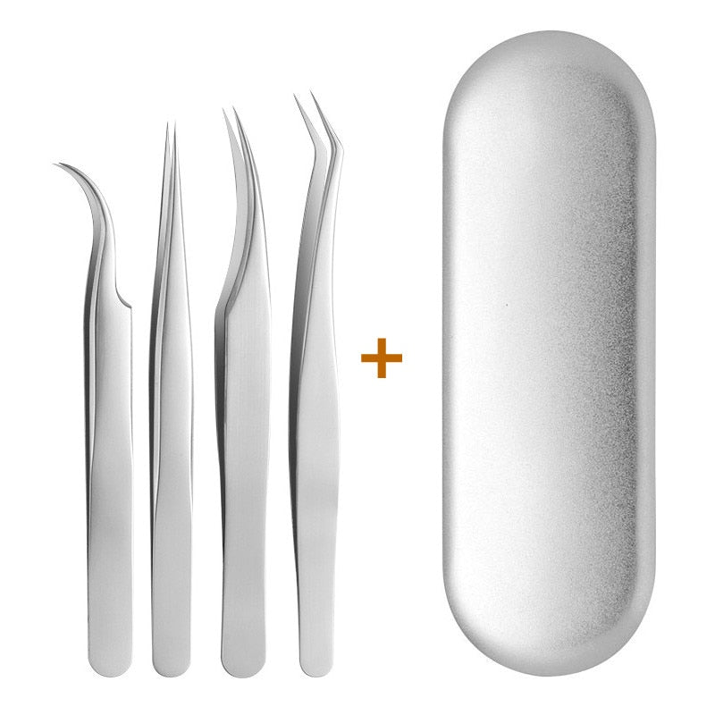 Lash Tweezers, Nail Art, Makeup Tools & Hobbies 4 Pcs