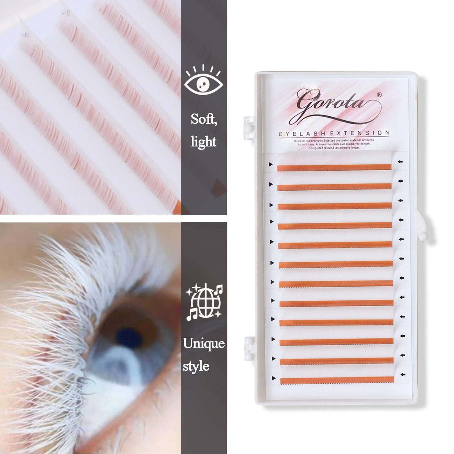 Gorota UV Neon Lash Extenion Glow in the Dark lashes Fluorescent Green Bright Colorful Bulk Classic Individual Eyelash Extension