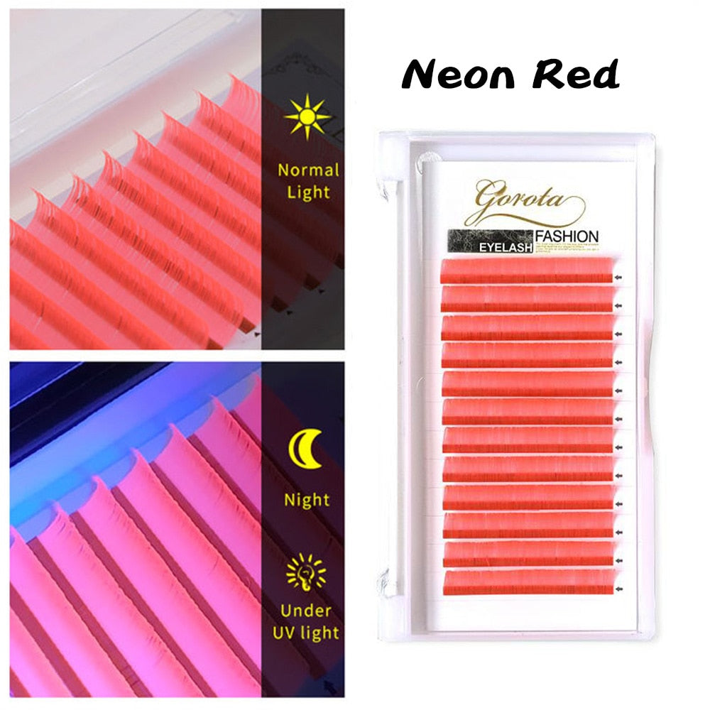 Gorota UV Neon Lash Extenion Glow in the Dark lashes Fluorescent Green Bright Colorful Bulk Classic Individual Eyelash Extension