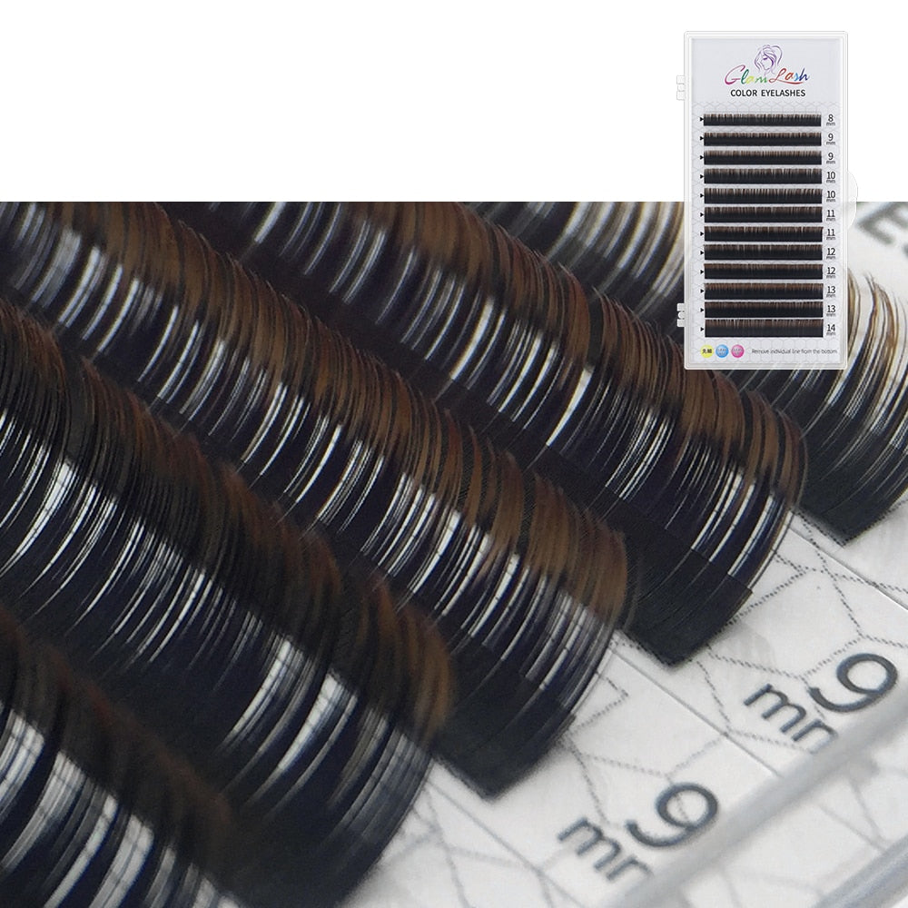GLAMLASH Gradient Red Green Blue Purple Color Eyelash Extension Individual Faux Mink Ombre False Eye colored Lashes Makeup Tool