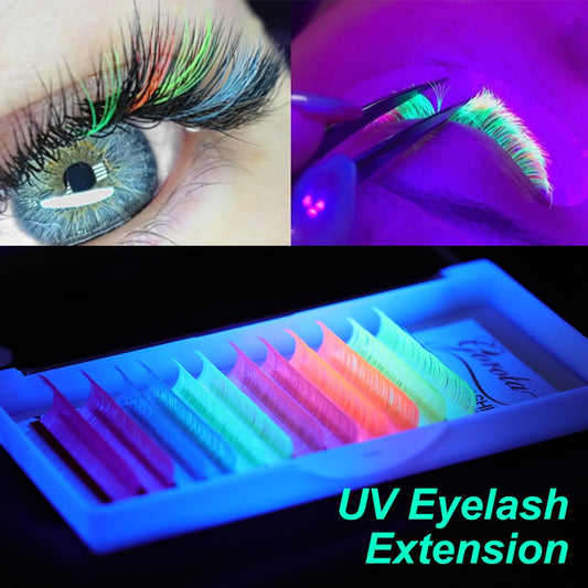 Gorota UV Neon Lash Extenion Glow in the Dark lashes Fluorescent Green Bright Colorful Bulk Classic Individual Eyelash Extension