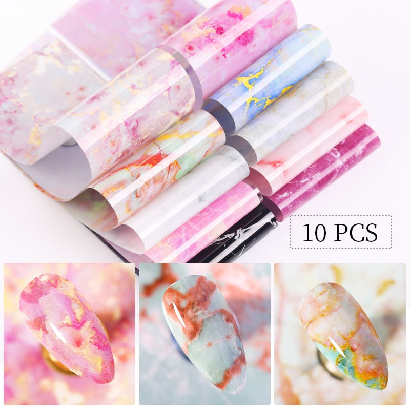 10Pcs/Set Stylish Nail Foil Abstract Transfer Decals