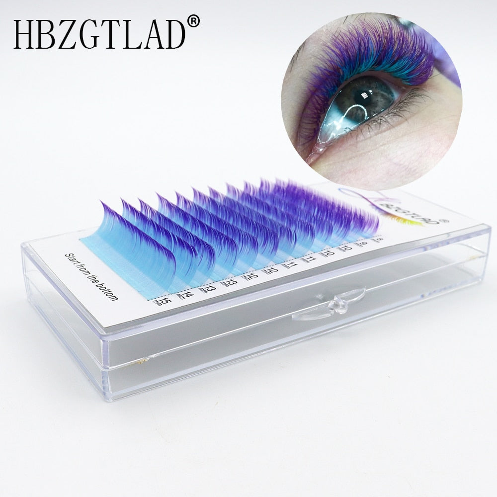 HBZGTLAD Color Lash Purple Blue Brown Green Red White Pink Yellow Eyelash Extensions Individual False Colored Mink Lashes Makeup