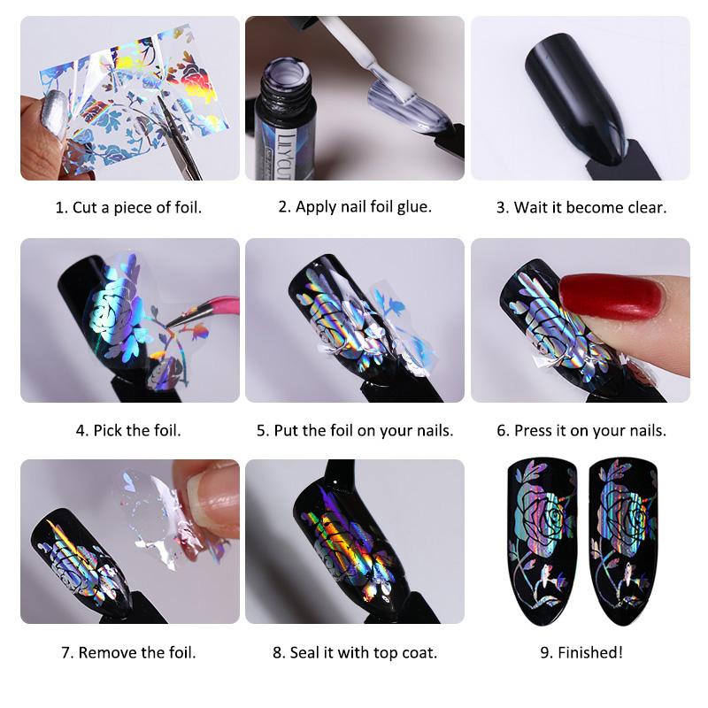 10Pcs/Set Stylish Nail Foil Abstract Transfer Decals