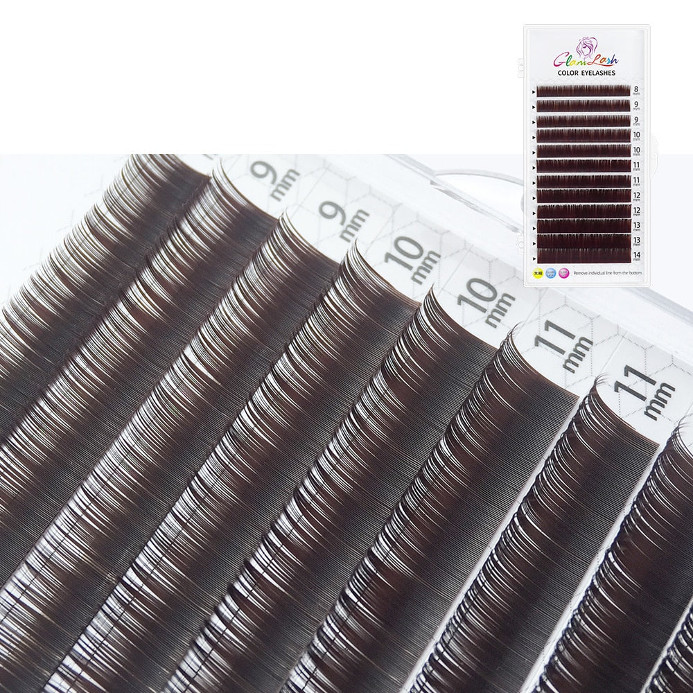 GLAMLASH Gradient Red Green Blue Purple Color Eyelash Extension Individual Faux Mink Ombre False Eye colored Lashes Makeup Tool