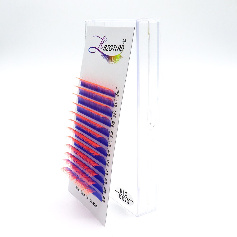HBZGTLAD Color Lash Purple Blue Brown Green Red White Pink Yellow Eyelash Extensions Individual False Colored Mink Lashes Makeup