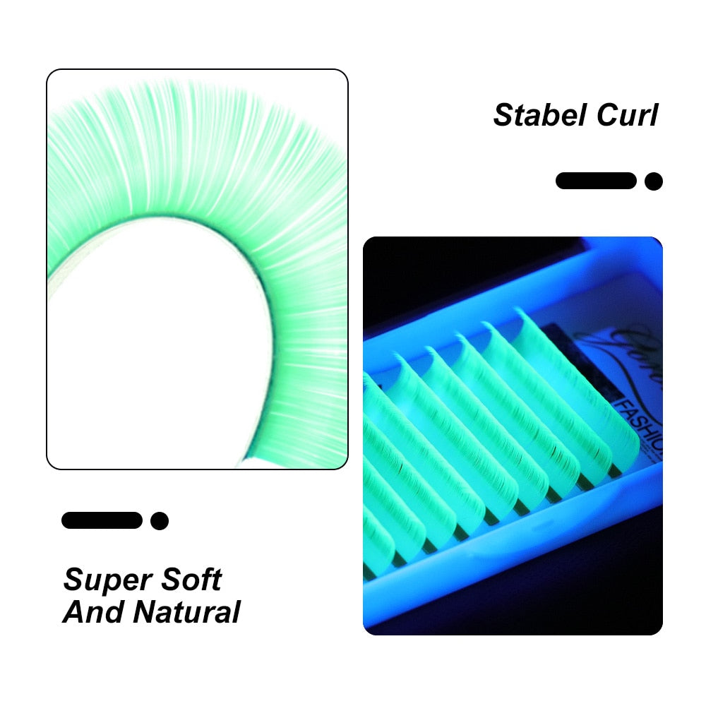 Gorota UV Neon Lash Extenion Glow in the Dark lashes Fluorescent Green Bright Colorful Bulk Classic Individual Eyelash Extension