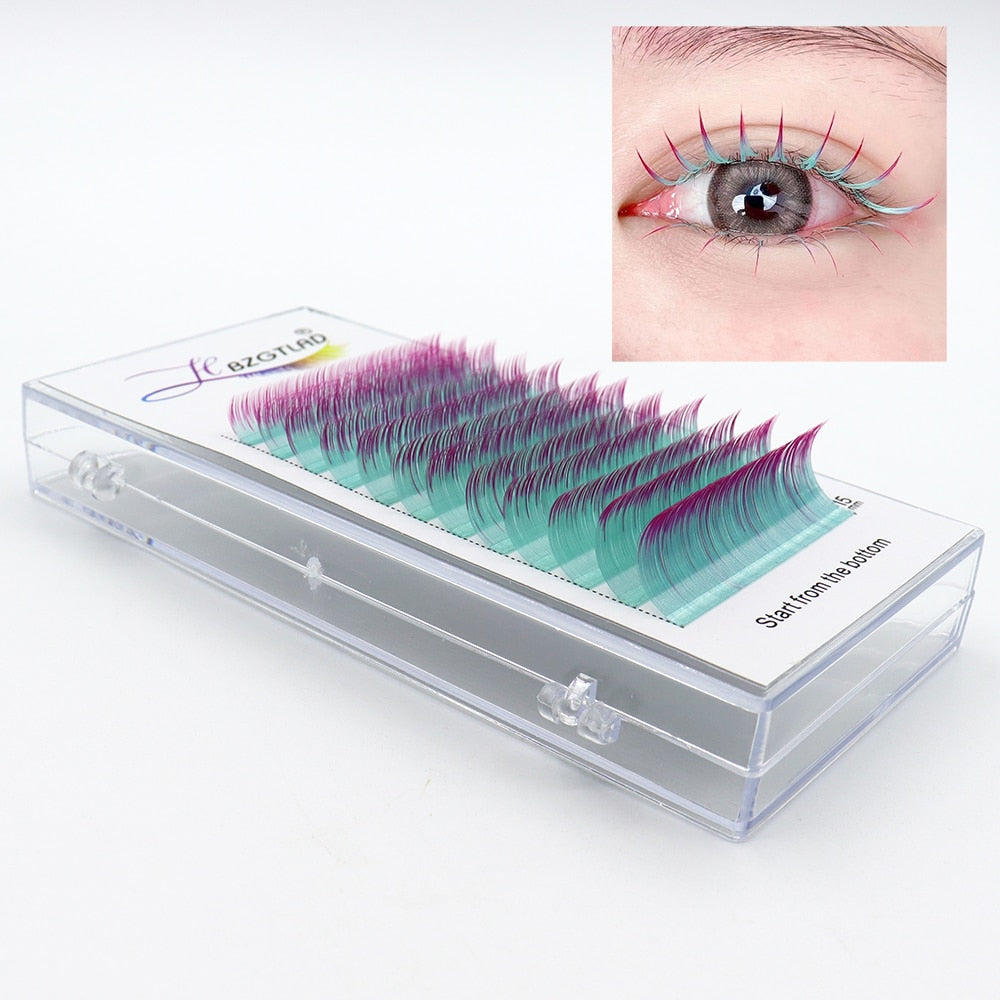 HBZGTLAD Color Lash Purple Blue Brown Green Red White Pink Yellow Eyelash Extensions Individual False Colored Mink Lashes Makeup