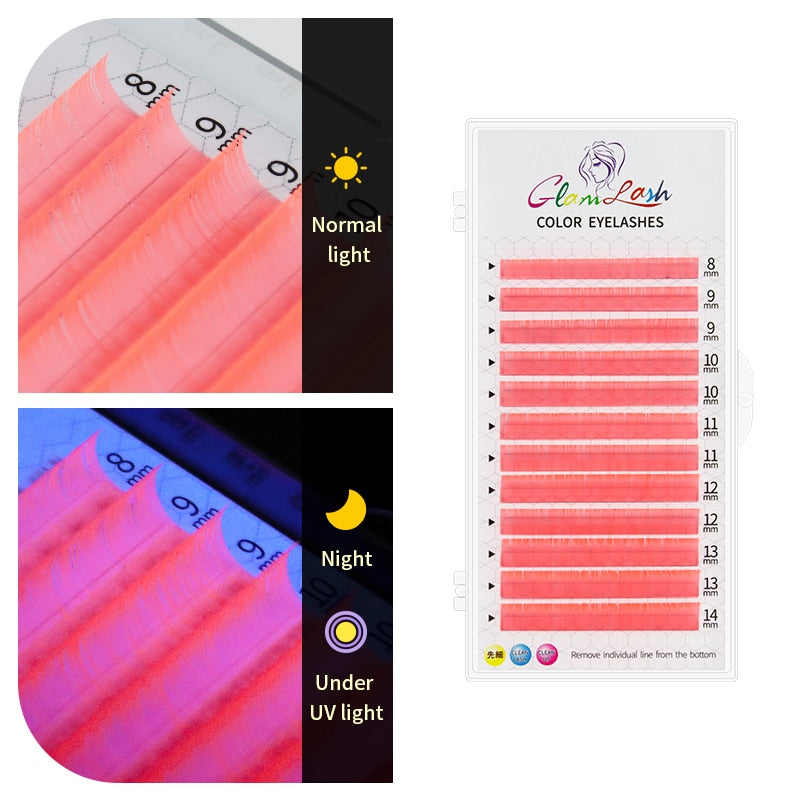 GLAMLASH Gradient Red Green Blue Purple Color Eyelash Extension Individual Faux Mink Ombre False Eye colored Lashes Makeup Tool