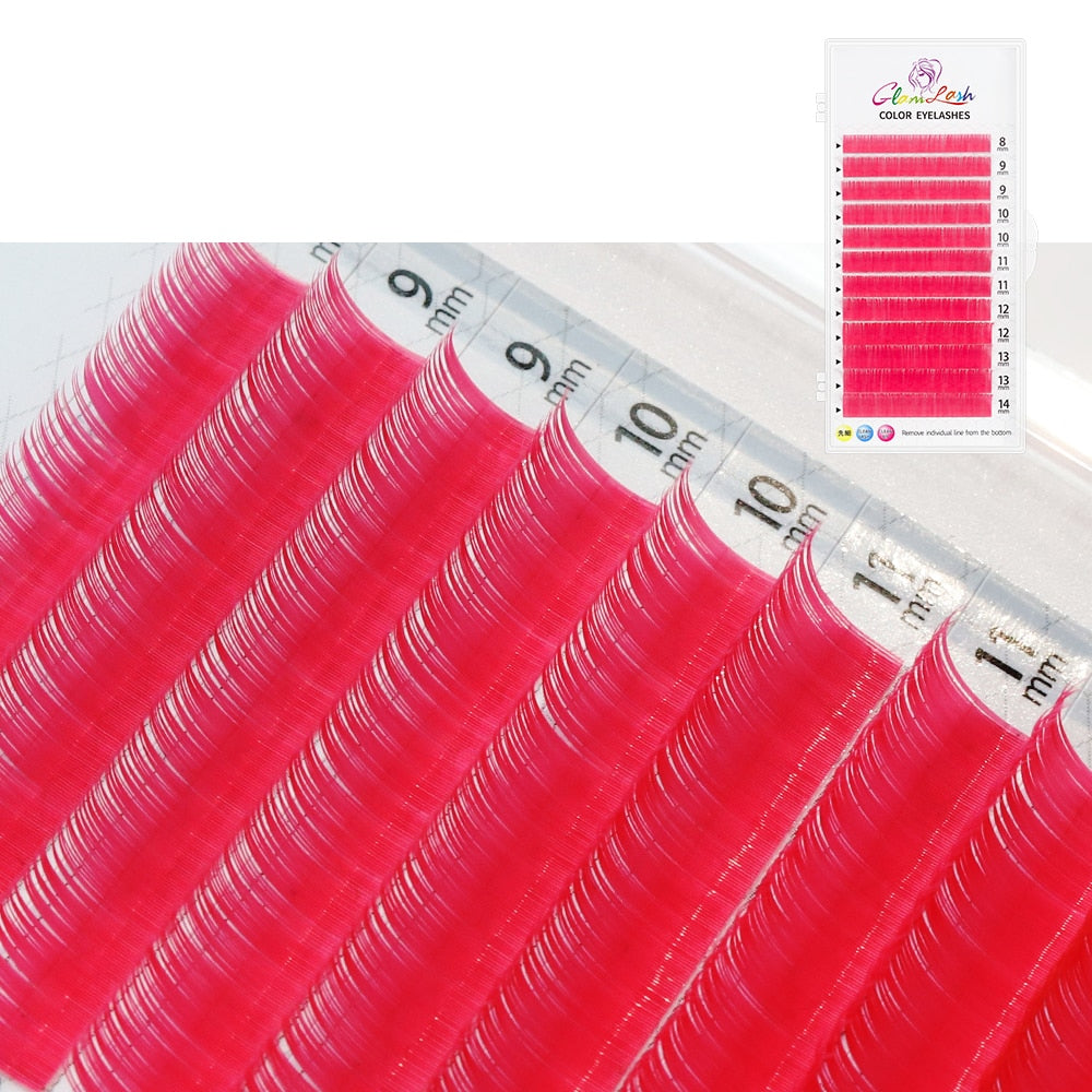 GLAMLASH Gradient Red Green Blue Purple Color Eyelash Extension Individual Faux Mink Ombre False Eye colored Lashes Makeup Tool