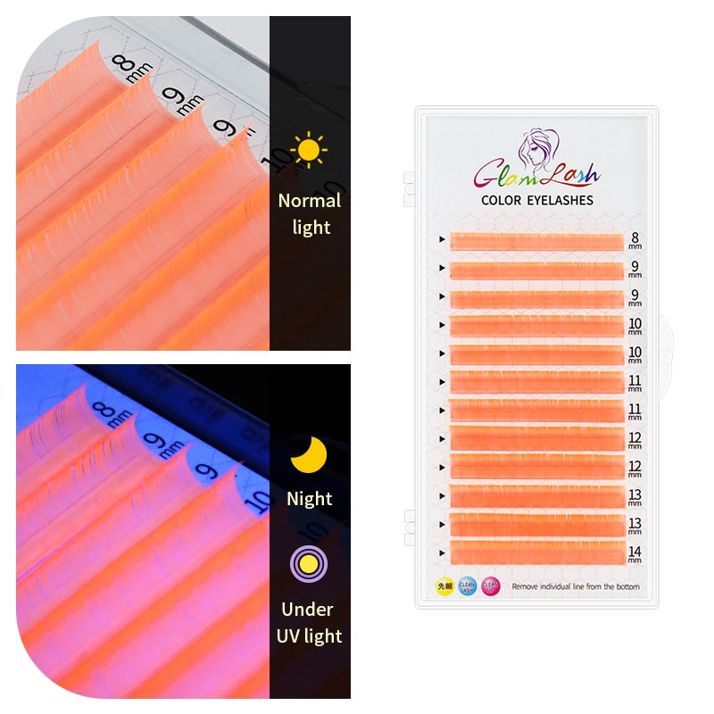 GLAMLASH Gradient Red Green Blue Purple Color Eyelash Extension Individual Faux Mink Ombre False Eye colored Lashes Makeup Tool