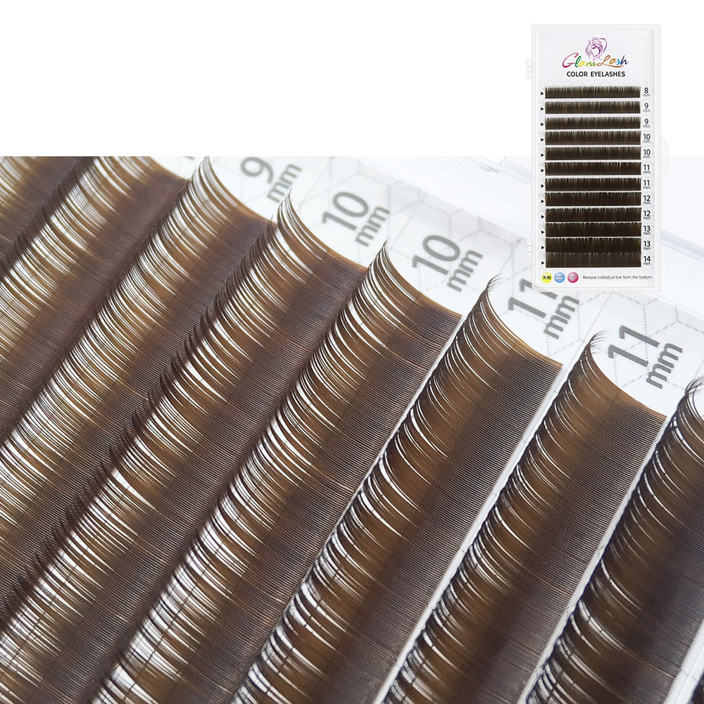GLAMLASH Gradient Red Green Blue Purple Color Eyelash Extension Individual Faux Mink Ombre False Eye colored Lashes Makeup Tool