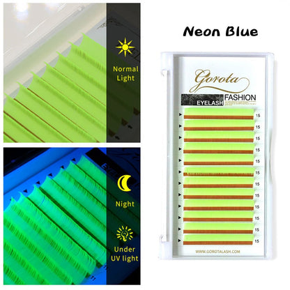 Gorota UV Neon Lash Extenion Glow in the Dark lashes Fluorescent Green Bright Colorful Bulk Classic Individual Eyelash Extension