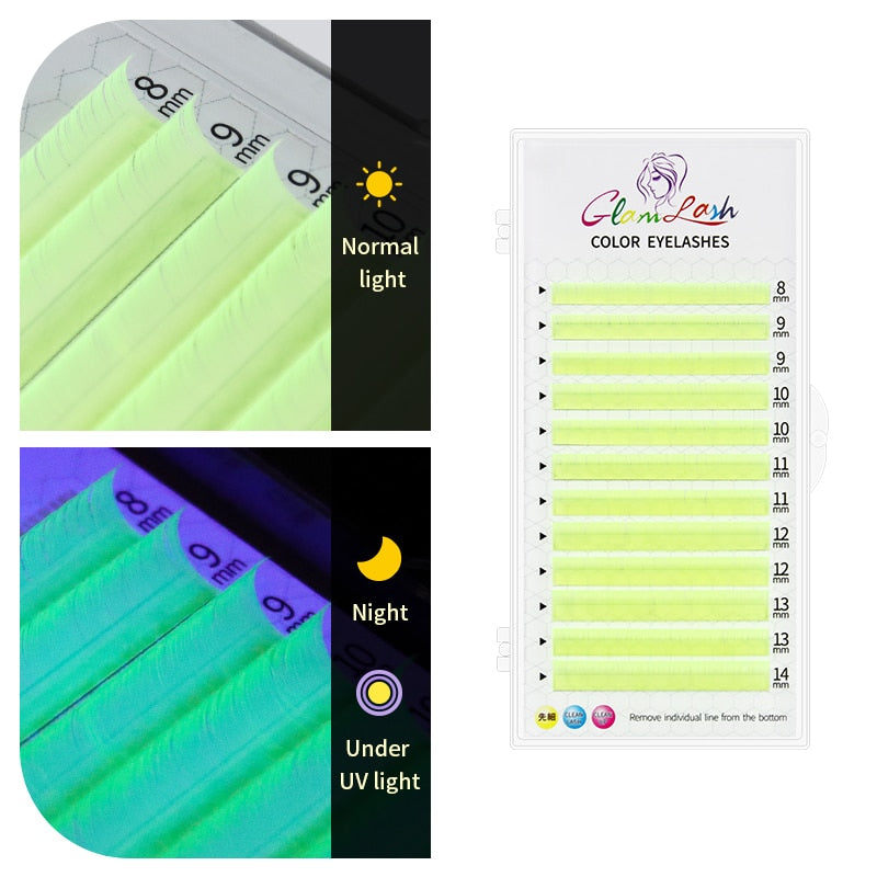 GLAMLASH Gradient Red Green Blue Purple Color Eyelash Extension Individual Faux Mink Ombre False Eye colored Lashes Makeup Tool
