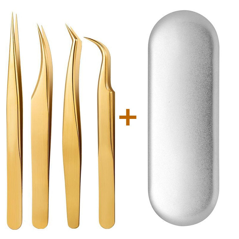 Lash Tweezers, Nail Art, Makeup Tools & Hobbies 4 Pcs