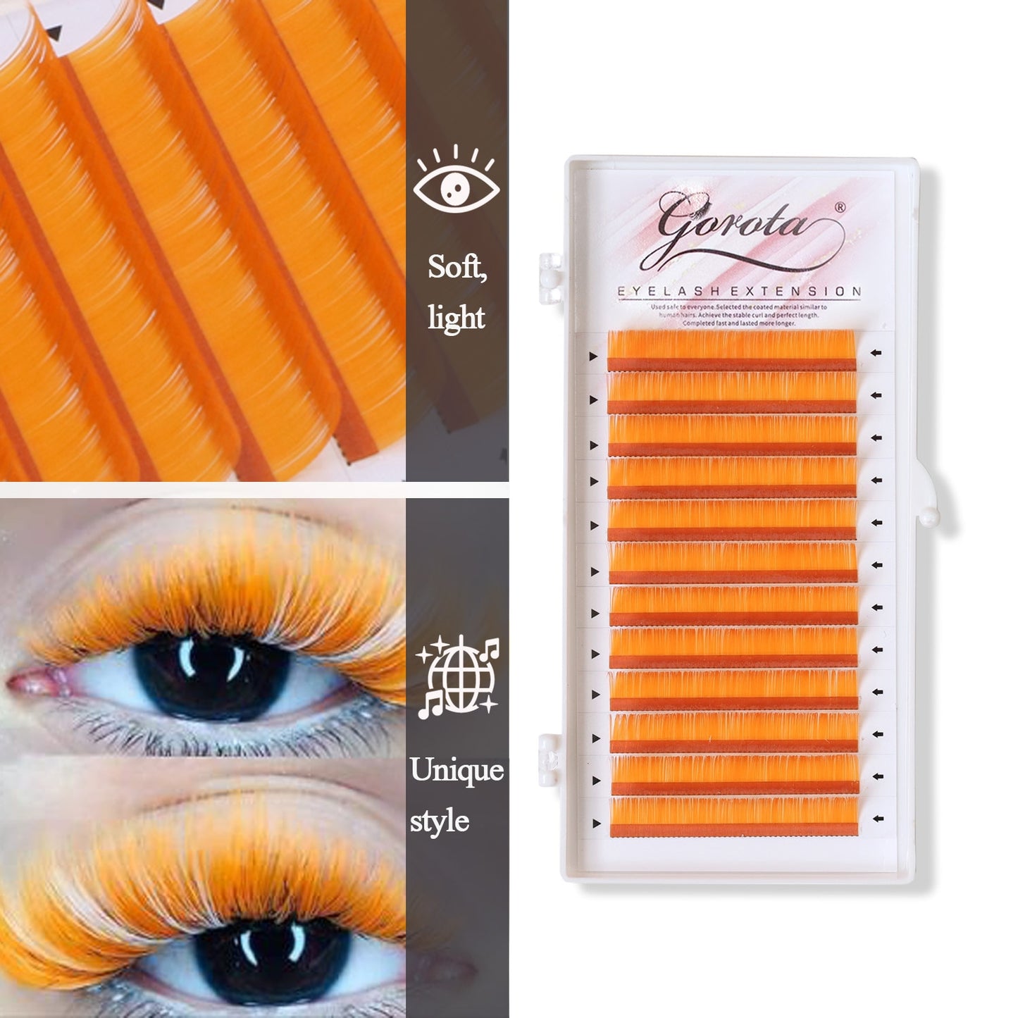 Gorota UV Neon Lash Extenion Glow in the Dark lashes Fluorescent Green Bright Colorful Bulk Classic Individual Eyelash Extension