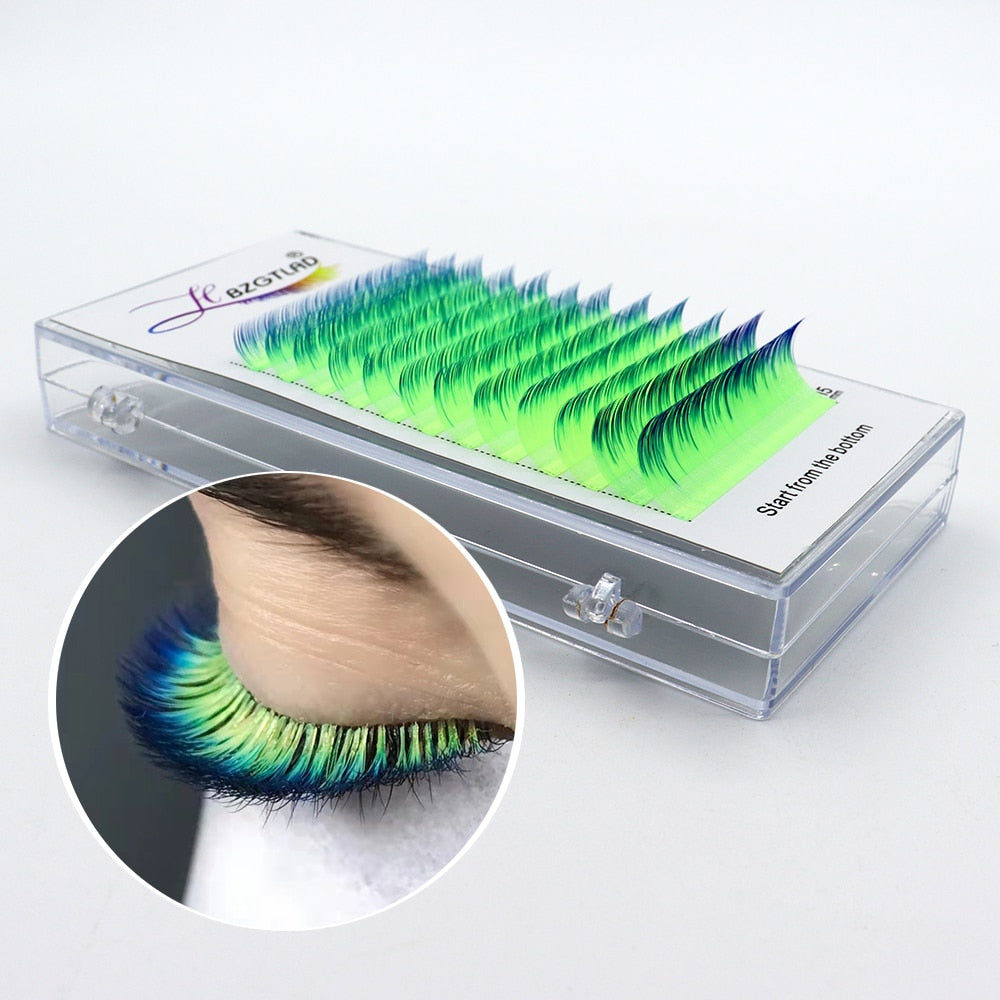 HBZGTLAD Color Lash Purple Blue Brown Green Red White Pink Yellow Eyelash Extensions Individual False Colored Mink Lashes Makeup