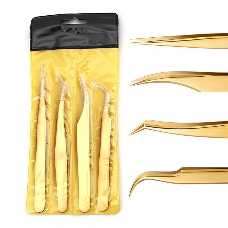 Lash Tweezers, Nail Art, Makeup Tools & Hobbies 4 Pcs