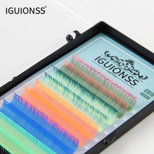 NEON/Blacklight Eyelash Extensions Soft Natural Synthetic 6 Colors Mixed