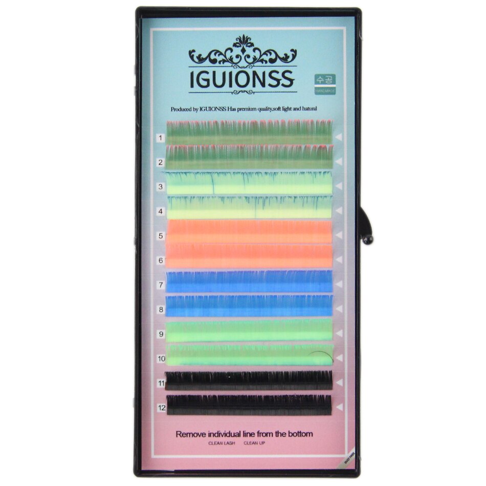 NEON/Blacklight Eyelash Extensions Soft Natural Synthetic 6 Colors Mixed